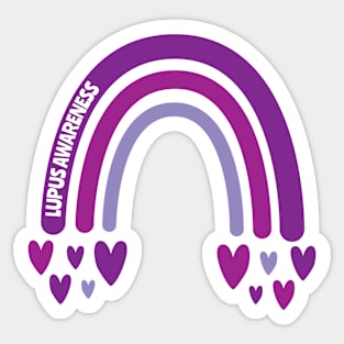 Lupus Awareness Rainbow with hearts Sticker